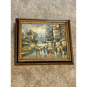 Original Impressionist Oil Artwork Marie Charlot Rainy Paris Streets